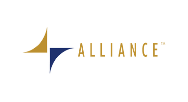 alliance logo with gold and blue abstract shape