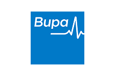 bupa logo in blue background