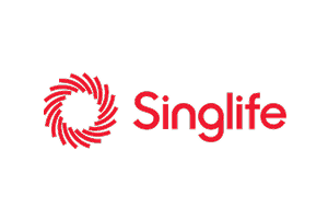 singlife insurance company logo with red circular design