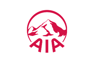 aia insurance company logo with red mountains