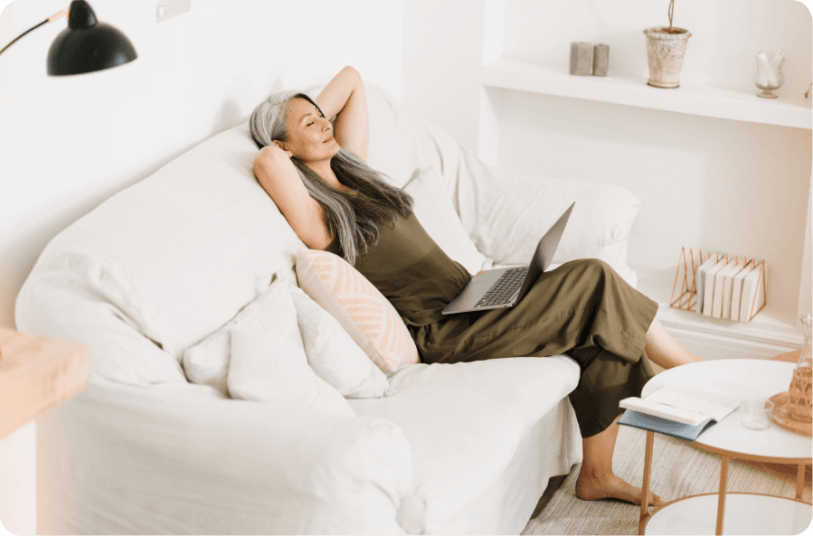 woman relaxing after eye treatment