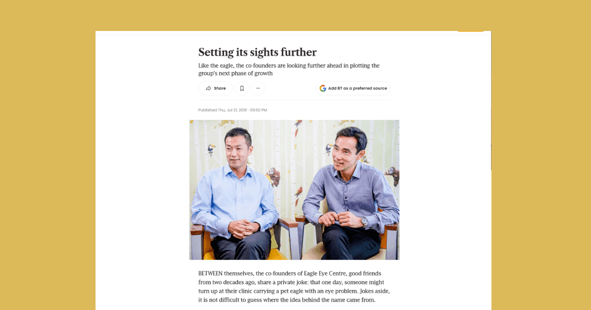 Dr Julian Theng and Dr Lim Wee Kiak co-founders of Eagle Eye Centre Singapore