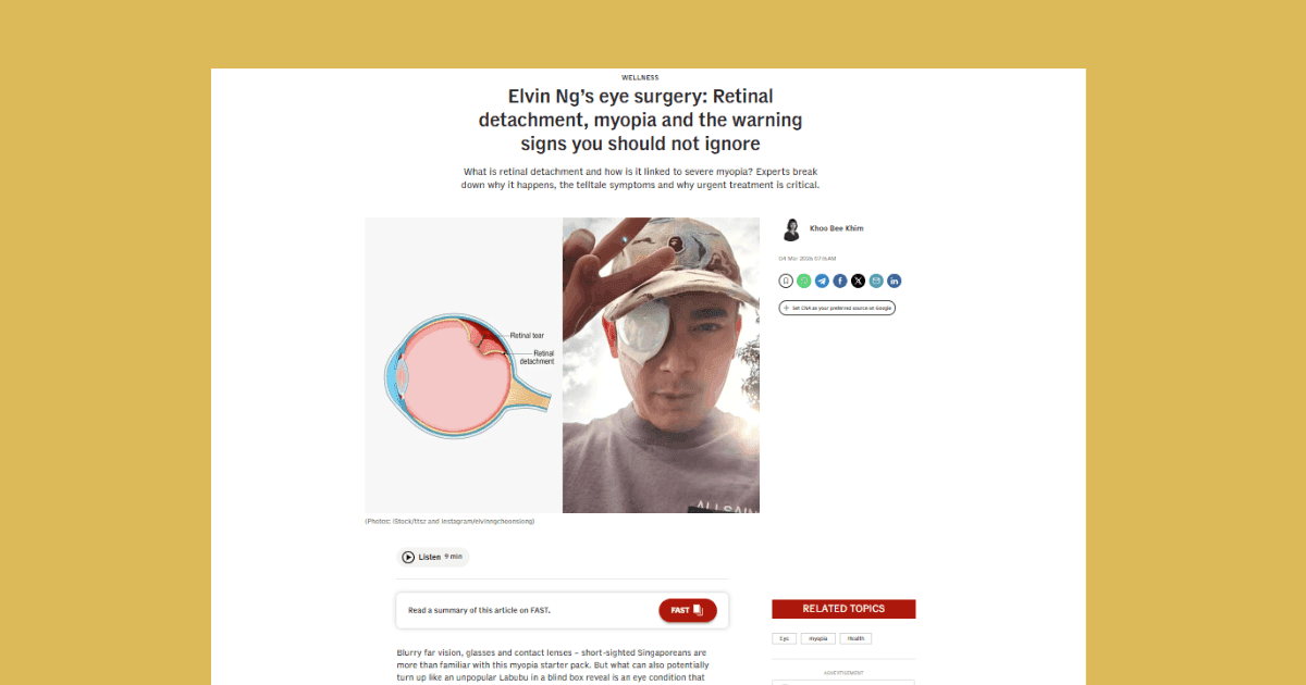 CNA Lifestyle: EEC's Dr. Paul Zhao explains retinal detachment risks and high myopia warning signs.