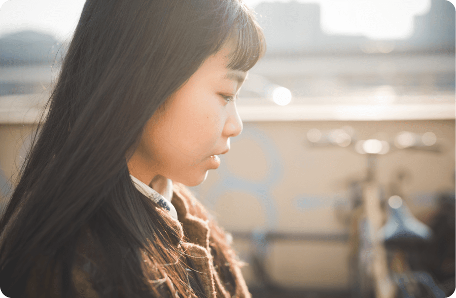 woman in profile with dry amd management informati